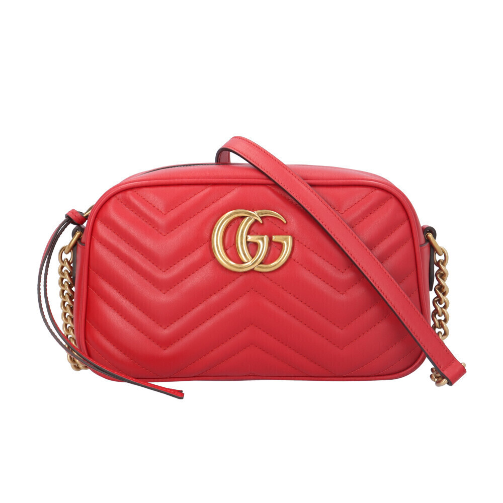 Gucci Camera Bag GG Marmont Shoulder Leather Red
